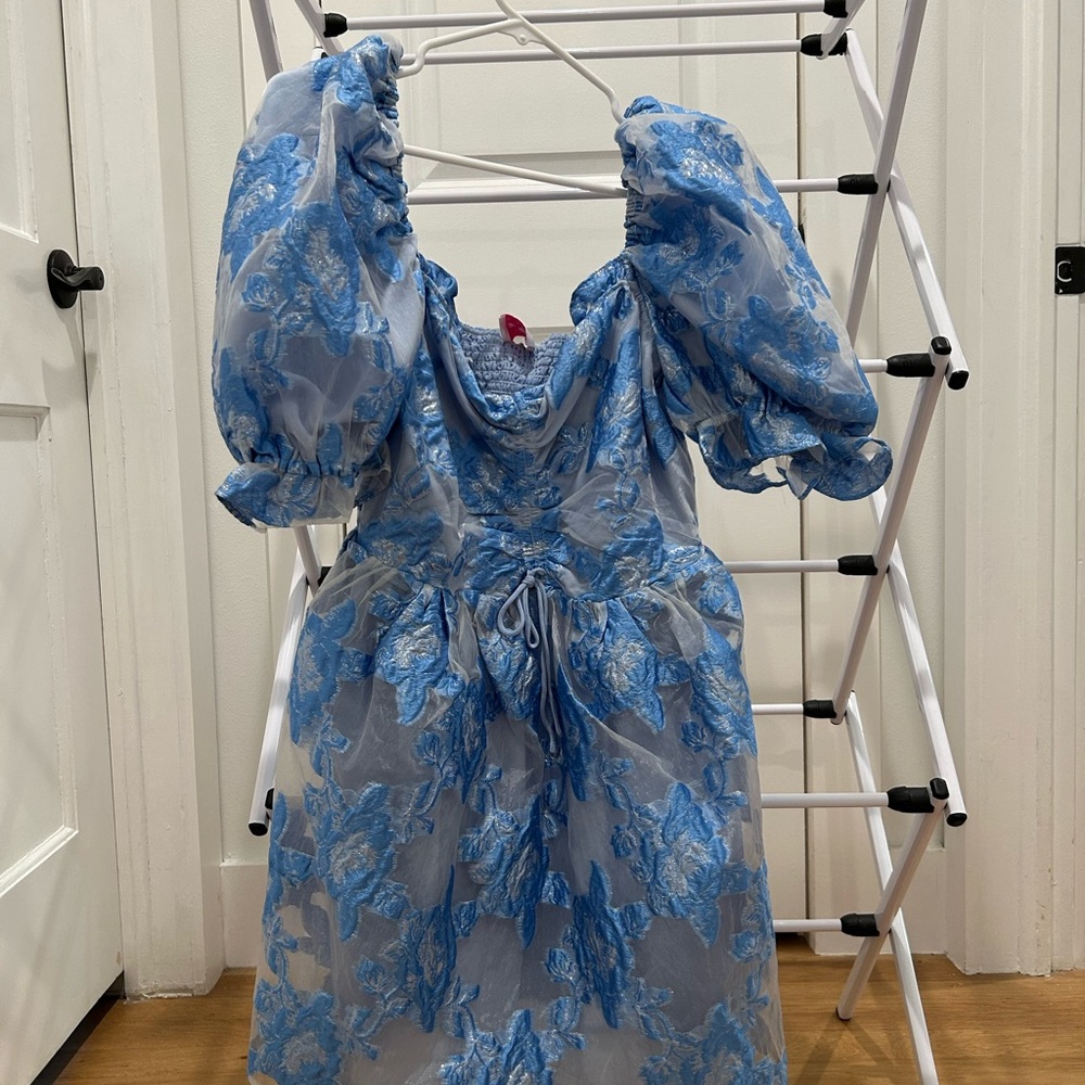 Elegant Blue Floral Dress